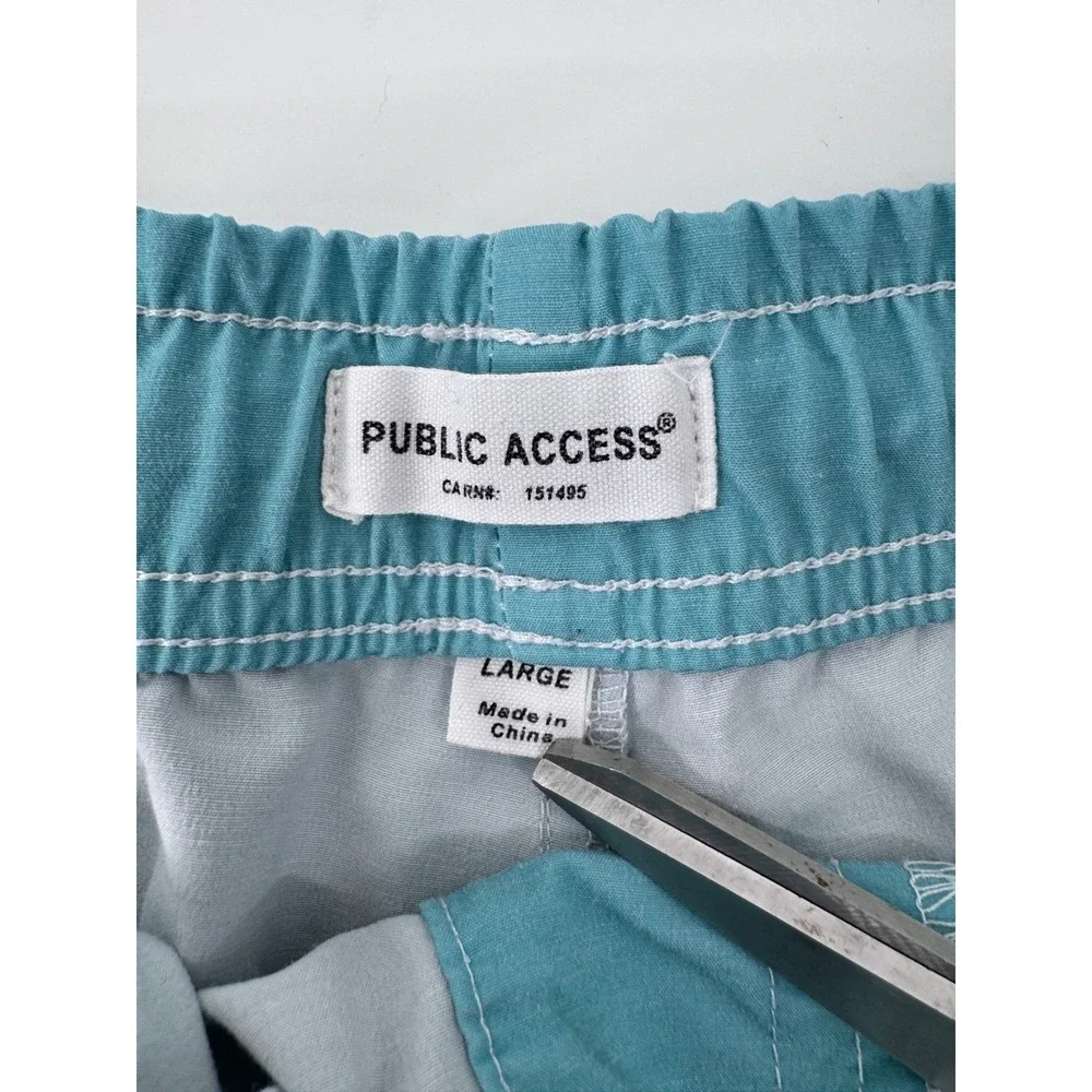 Public Access Swim Trunks Mens Large Teal‎ Blue Good Coastal Surf Shorts